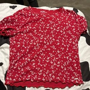 Red with flowers